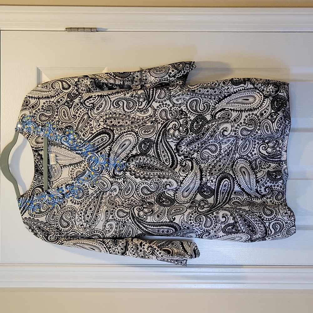 Black White Paisley Tunic One-size Made in India